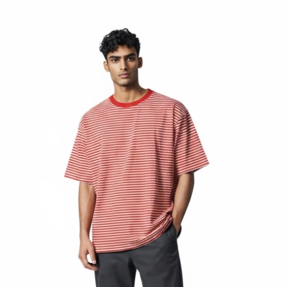 ZINE Clothing Mens Red and White Striped Tee Size M Waldo Italian gondolier prep